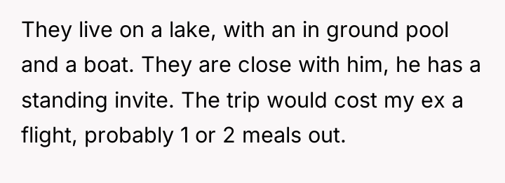They live on a lake, with an in ground pool...