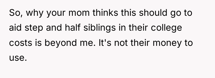 So, why your mom thinks this should go to aid...