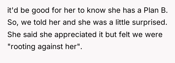 it'd be good for her to know she has a...