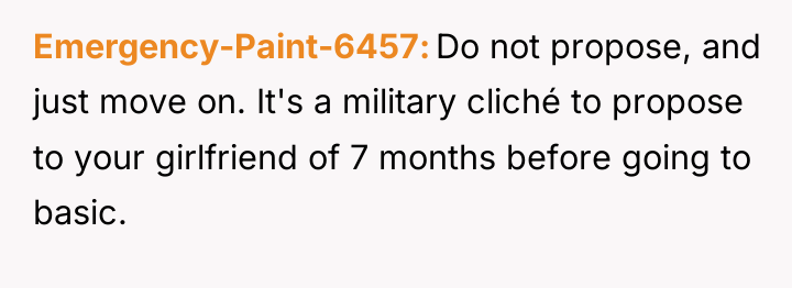 Emergency-Paint-6457 Do not propose, and just move on. It's a...