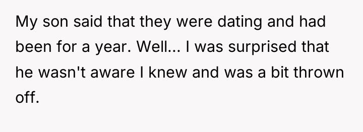 My son said that they were dating and had been...