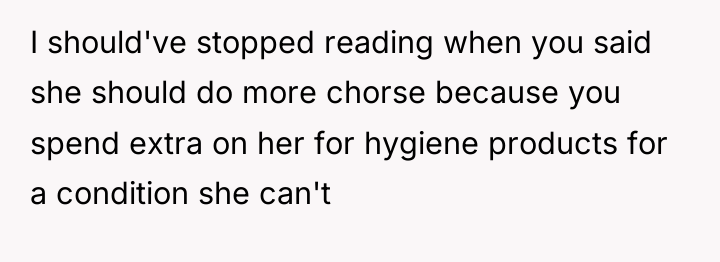I should've stopped reading when you said she should do...