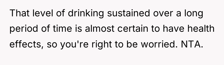 That level of drinking sustained over a long period of...