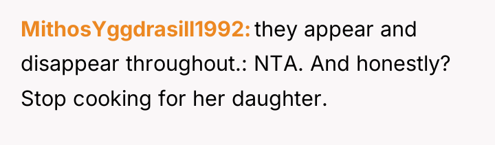 MithosYggdrasill1992 they appear and disappear throughout.: NTA. And honestly? Stop...