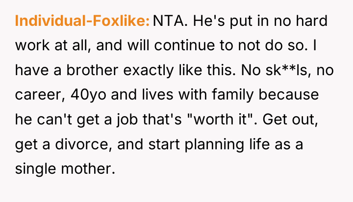 Individual-Foxlike NTA. He's put in no hard work at all,...