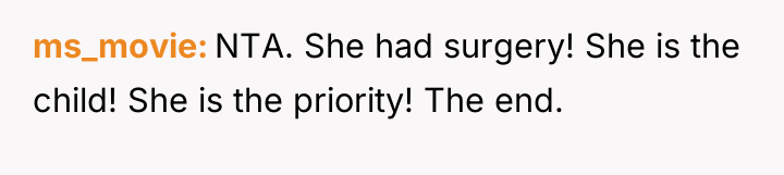 ms_movie NTA. She had surgery! She is the child! She...