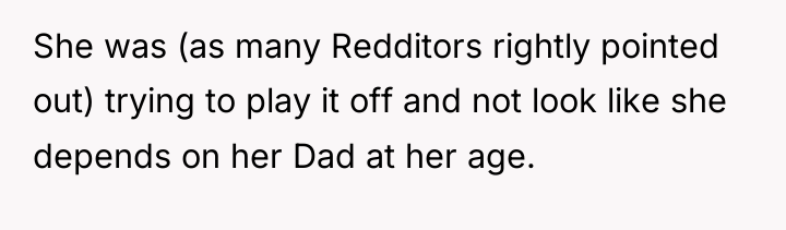 She was (as many Redditors rightly pointed out) trying to...