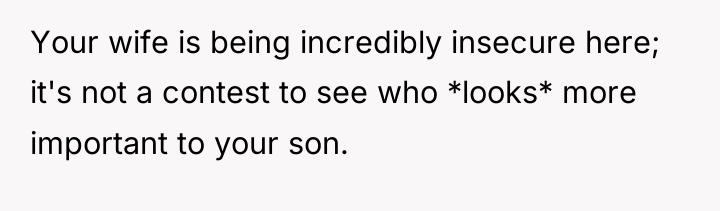 Your wife is being incredibly insecure here; it's not a...