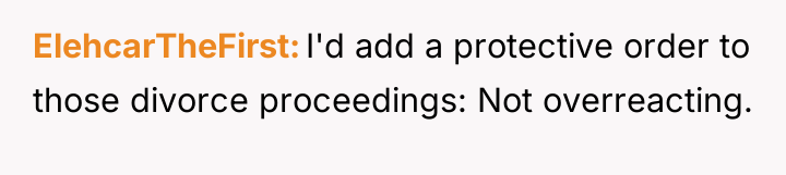 ElehcarTheFirst I'd add a protective order to those divorce proceedings:...