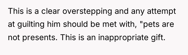 This is a clear overstepping and any attempt at guilting...
