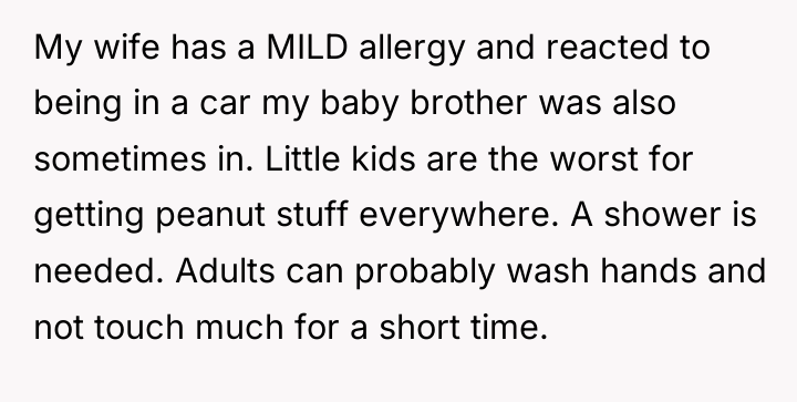 My wife has a MILD allergy and reacted to being...