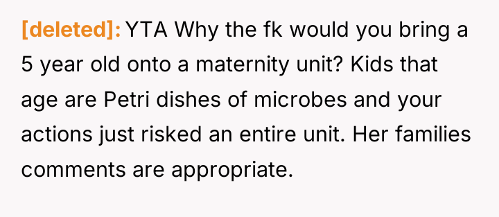 [deleted] YTA Why the fk would you bring a 5...