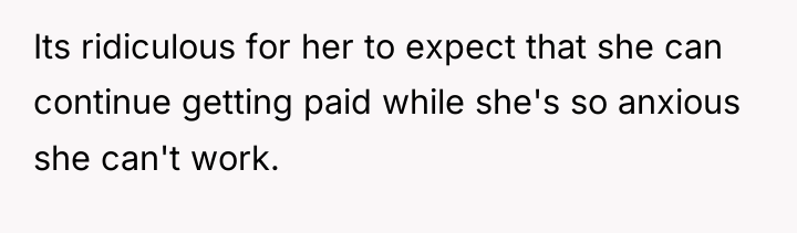 Its ridiculous for her to expect that she can continue...