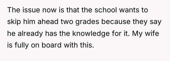 The issue now is that the school wants to skip...