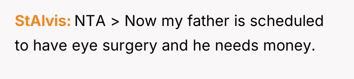 StAlvis NTA > Now my father is scheduled to have...