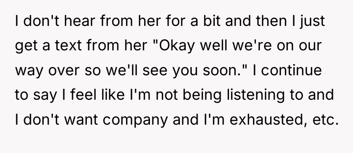 I don't hear from her for a bit and then...