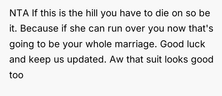 NTA If this is the hill you have to die...