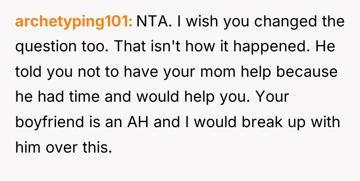 archetyping101 NTA. I wish you changed the question too. That...