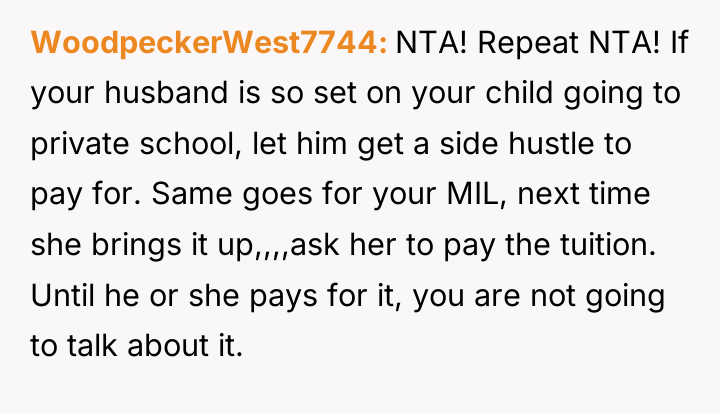 WoodpeckerWest7744 NTA! Repeat NTA! If your husband is so set...
