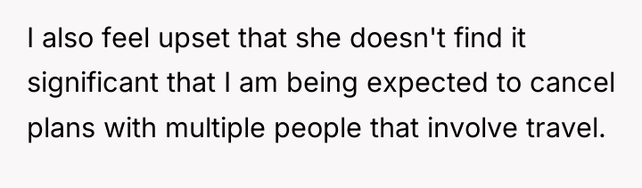 I also feel upset that she doesn't find it significant...
