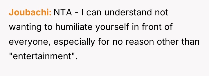 Joubachi NTA - I can understand not wanting to humiliate...