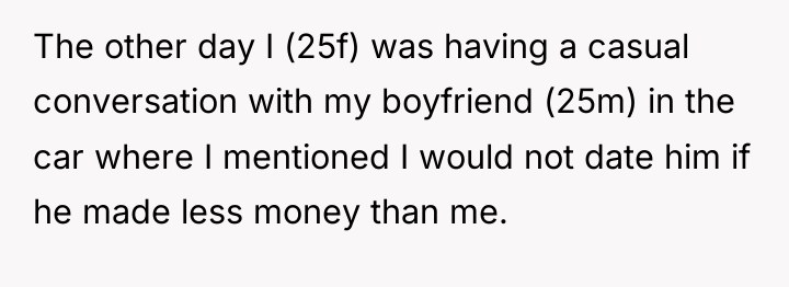 The other day I (25f) was having a casual conversation...