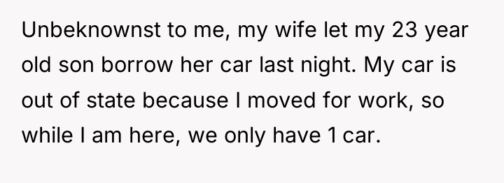 Unbeknownst to me, my wife let my 23 year old...