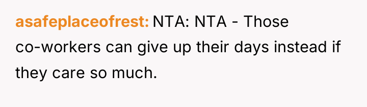 asafeplaceofrest NTA: NTA - Those co-workers can give up their...