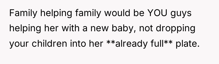 Family helping family would be YOU guys helping her with...