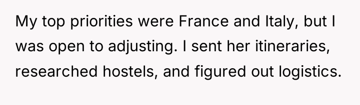 My top priorities were France and Italy, but I was...