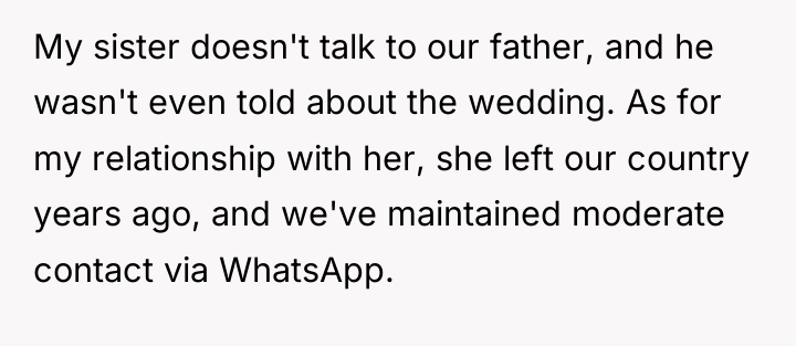 My sister doesn't talk to our father, and he wasn't...