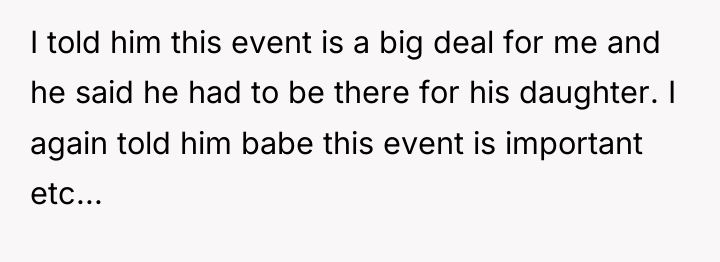 I told him this event is a big deal for...
