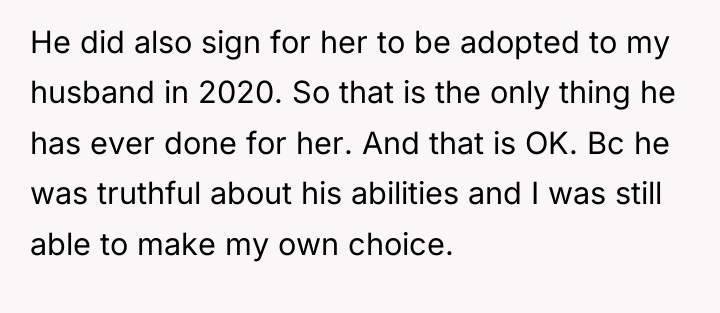 He did also sign for her to be adopted to...