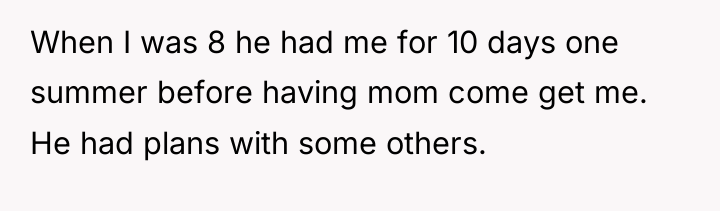 When I was 8 he had me for 10 days...