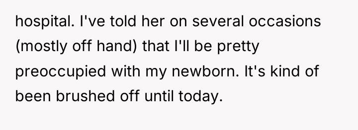 hospital. I've told her on several occasions (mostly off hand)...