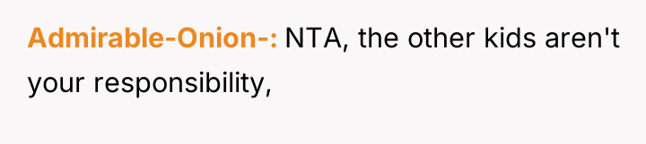 Admirable-Onion- NTA, the other kids aren't your responsibility,