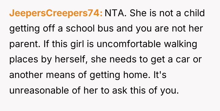 JeepersCreepers74 NTA. She is not a child getting off a...