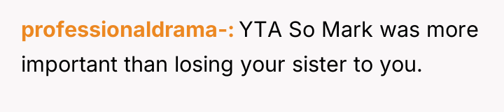professionaldrama- YTA So Mark was more important than losing your...
