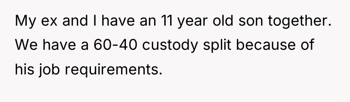 My ex and I have an 11 year old son...