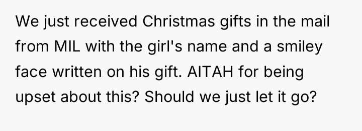 We just received Christmas gifts in the mail from MIL...