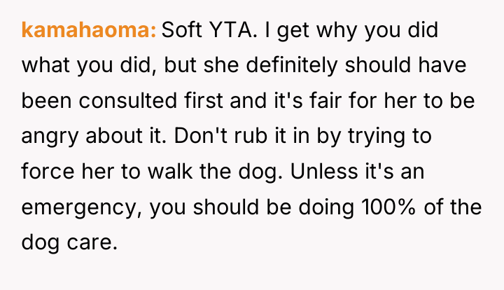 kamahaoma Soft YTA. I get why you did what you...