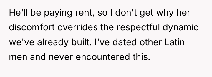 He'll be paying rent, so I don't get why her...
