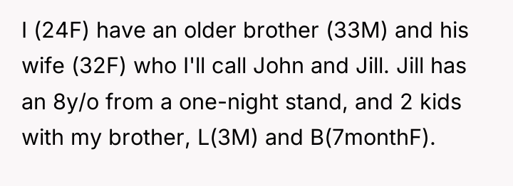 I (24F) have an older brother (33M) and his wife...