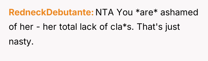 RedneckDebutante NTA You *are* ashamed of her - her total...