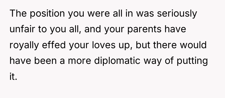 The position you were all in was seriously unfair to...