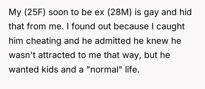 My (25F) soon to be ex (28M) is gay and...