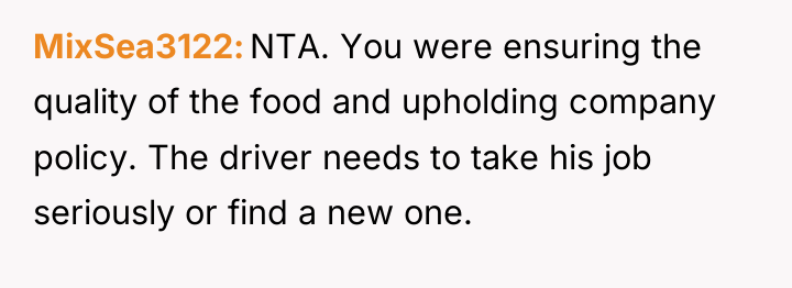 MixSea3122 NTA. You were ensuring the quality of the food...