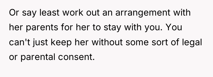 Or say least work out an arrangement with her parents...