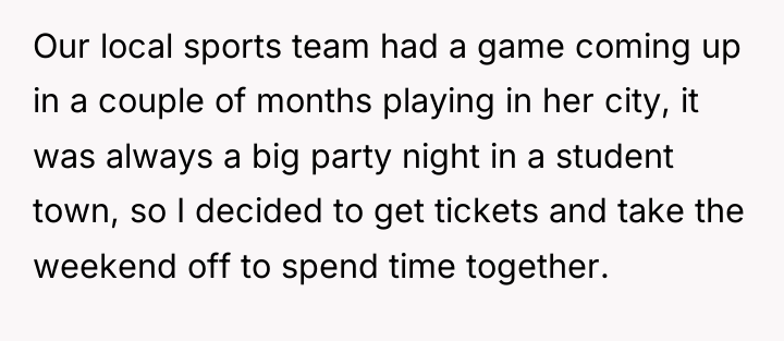 Our local sports team had a game coming up in...