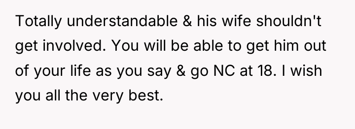 Totally understandable & his wife shouldn't get involved. You will...